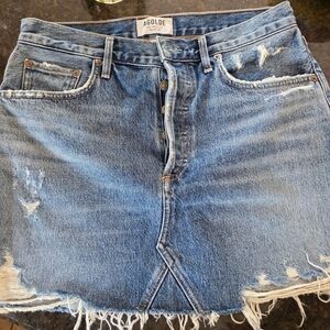 Agolde Blue Distressed Denim Skirt 28in waist